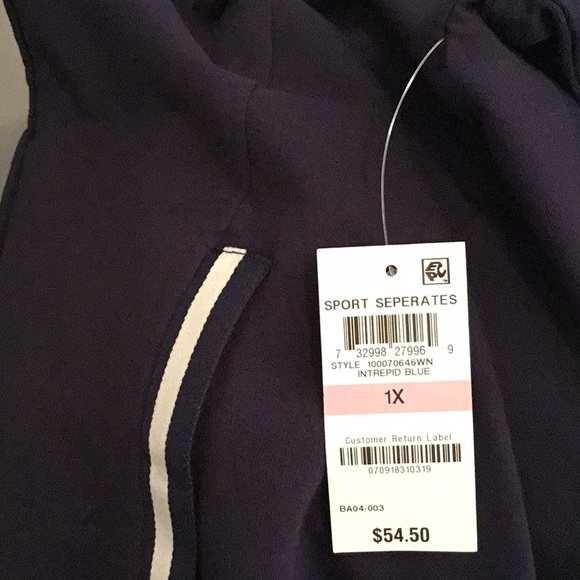 KAREN SCOTT PLUS SIZE NAVY RIBBON TRIM JACKET - Picture 13 of 13